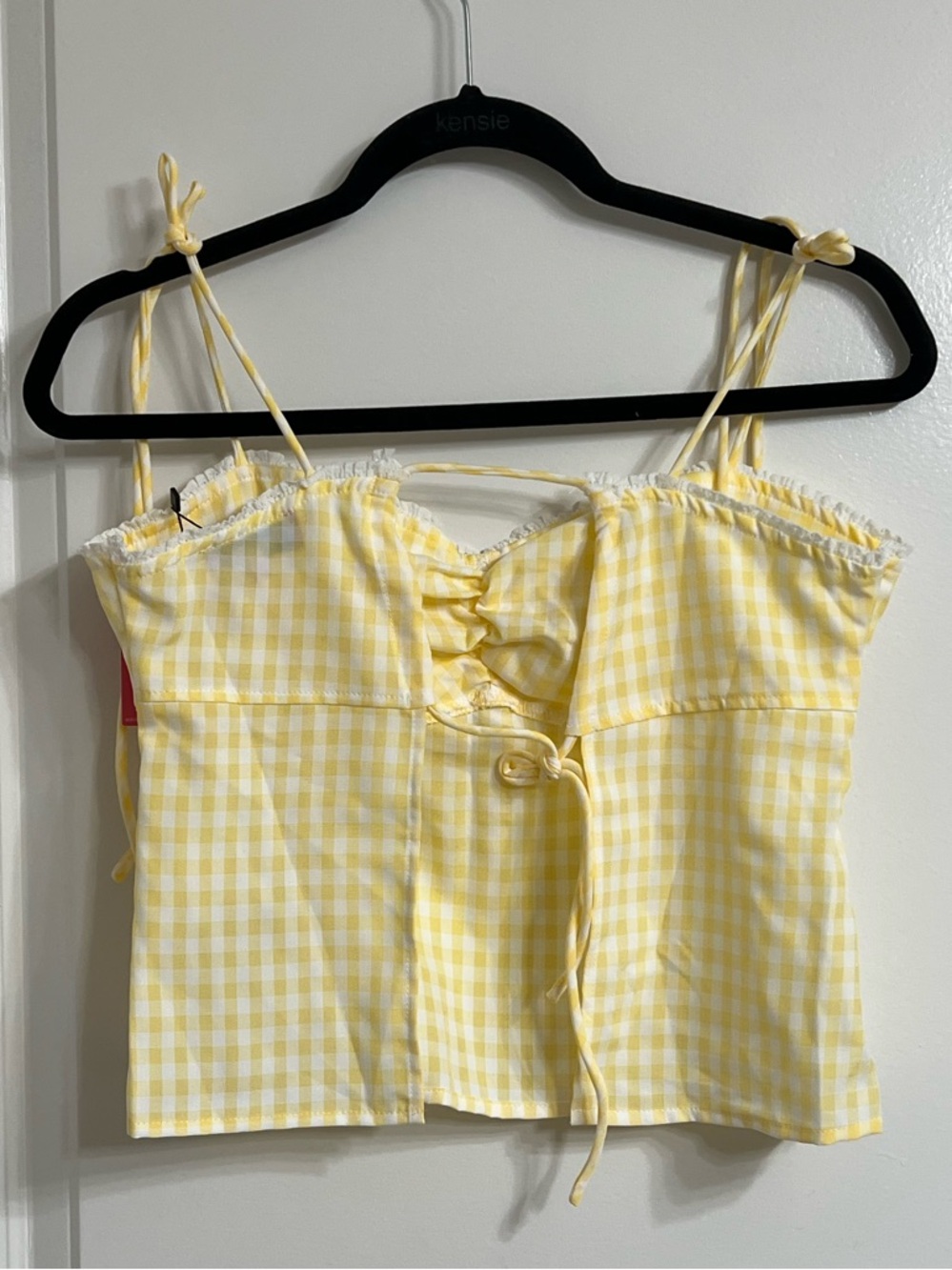 NWT Edikted Billie Open Toe Back Yellow Gingham Size M - Picture 3 of 7
